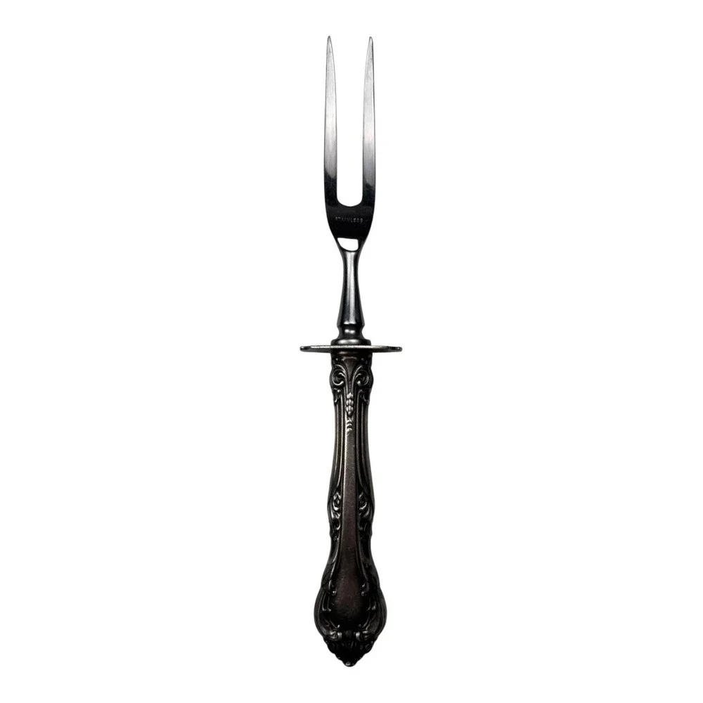 Vintage Stainless Steel Serving Fork Ornate Handle Table‎ Decor A72Q